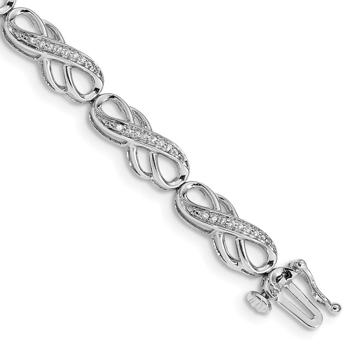 14k White Gold Diamond Infinity Symbol Link Bracelet-BM4638-025-WA