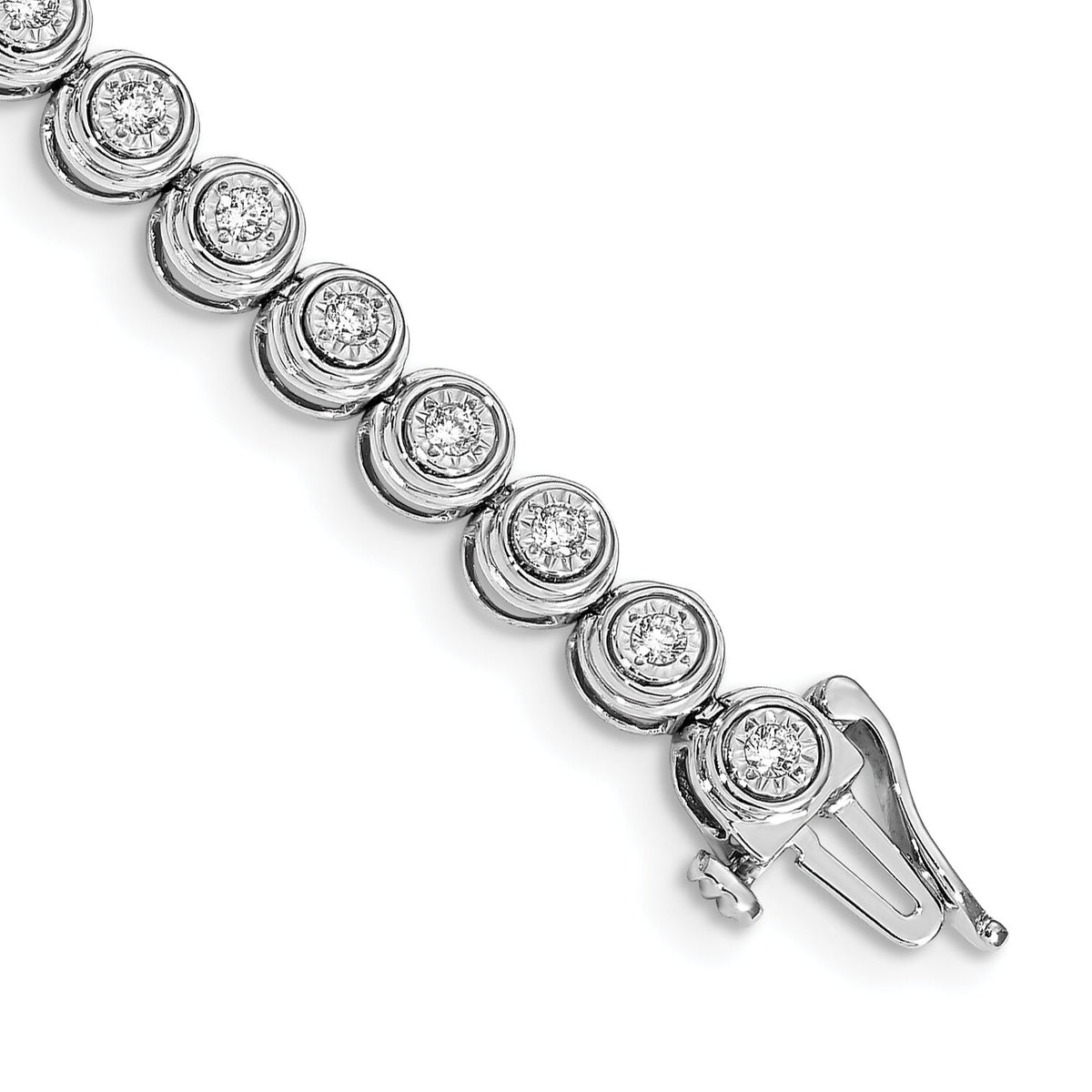 14k White Gold Diamond Circle Link Bracelet-BM4653-100-WA