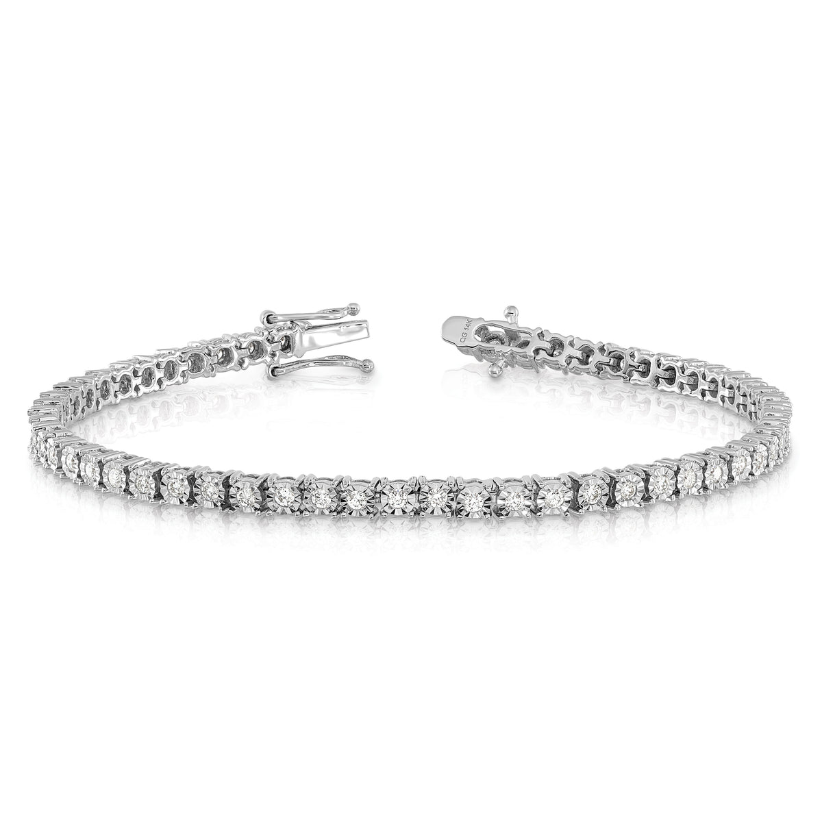 14k White Gold Illusion Setting Diamond Bracelet-BM4665-100-WA