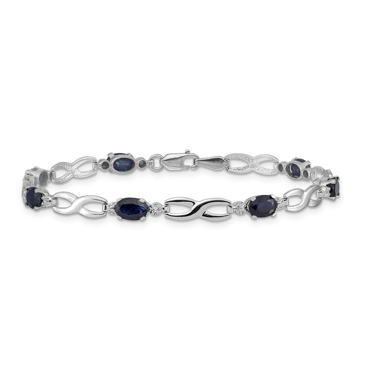 14k White Gold Infinity Diamond and Sapphire Bracelet-BM4772-SA-001-WA