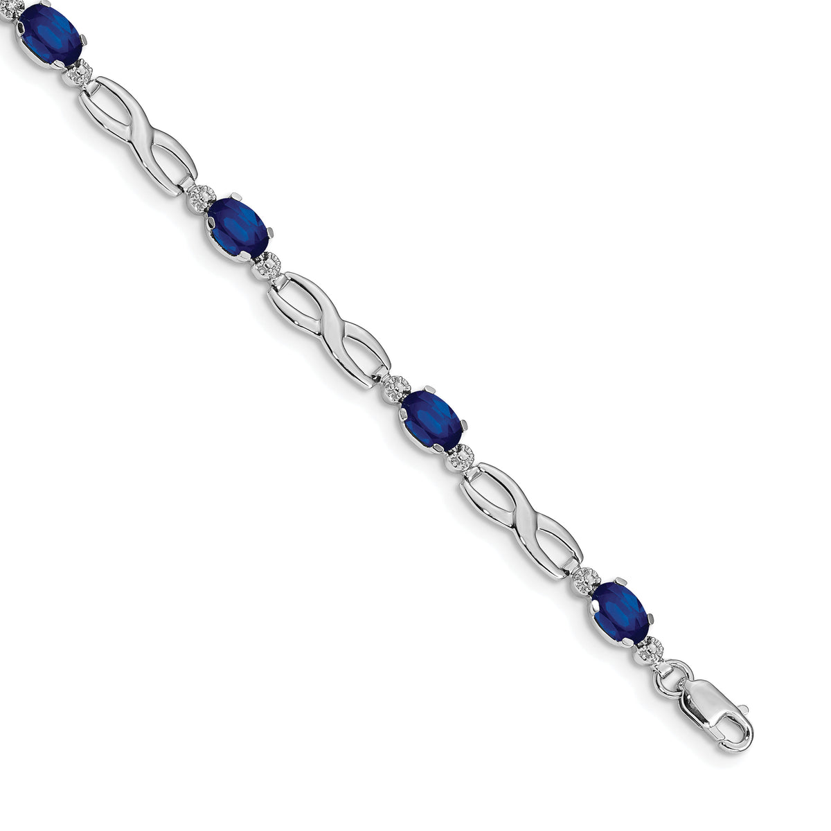 14k White Gold Infinity Diamond and Sapphire Bracelet-BM4772-SA-001-WA