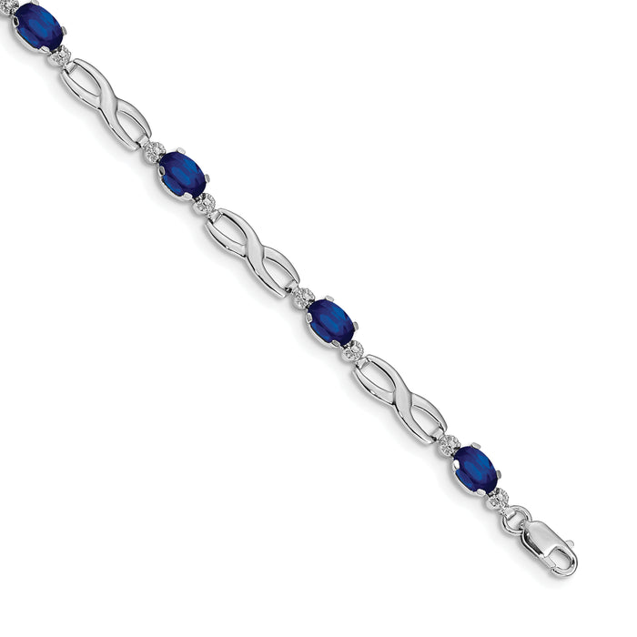 14k White Gold Infinity Diamond and Sapphire Bracelet-BM4772-SA-001-WA