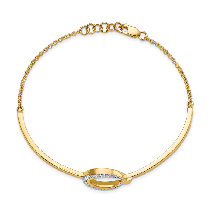 14k Polished Moon and Star Diamond 7in w/.5in ext Bracelet-BM6789-013-YA