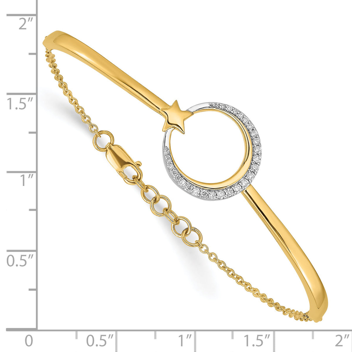 14k Polished Moon and Star Diamond 7in w/.5in ext Bracelet-BM6789-013-YA