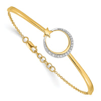 14k Polished Moon and Star Diamond 7in w/.5in ext Bracelet-BM6789-013-YA