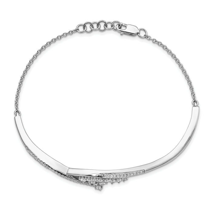 14k White Gold Polished Fancy Florina Diamond 7 inch Bracelet-BM6790-050-WA