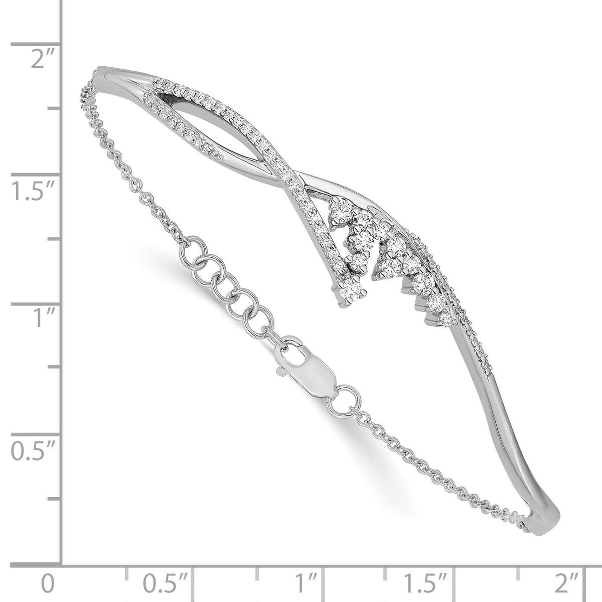 14k White Gold Polished Fancy Florina Diamond 7 inch Bracelet-BM6790-050-WA