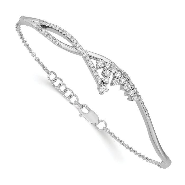 14k White Gold Polished Fancy Florina Diamond 7 inch Bracelet-BM6790-050-WA