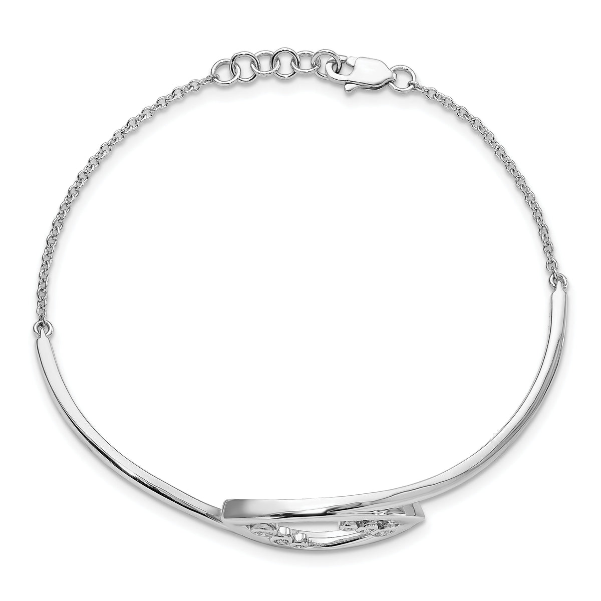 14k White Gold Fancy Round Diamond 7in w/.5in ext Bracelet-BM6826-012-WA
