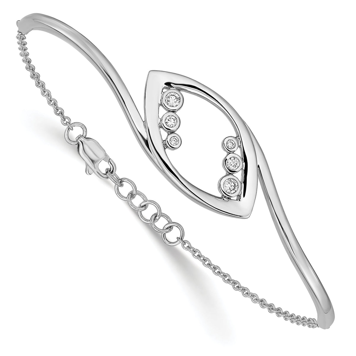14k White Gold Fancy Round Diamond 7in w/.5in ext Bracelet-BM6826-012-WA