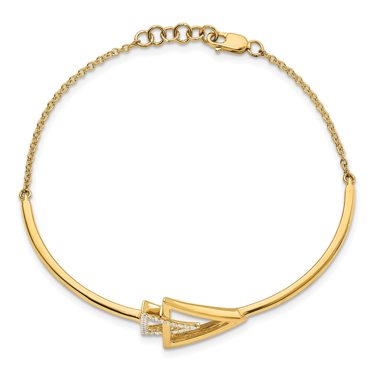 14k Polished Triangle Diamond 7in w/.5in ext Bracelet-BM6833-016-YA