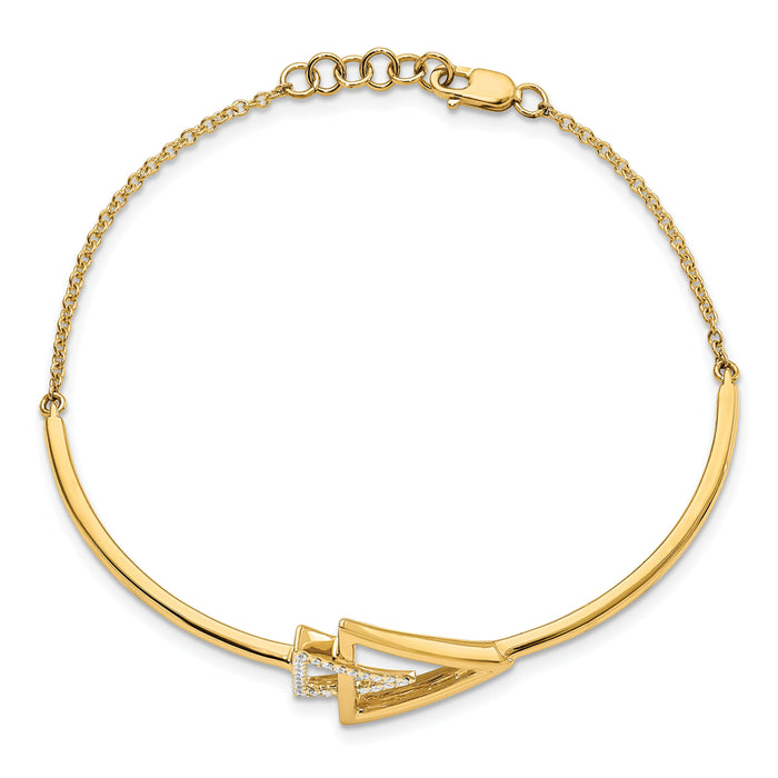 14k Polished Triangle Diamond 7in w/.5in ext Bracelet-BM6833-016-YA