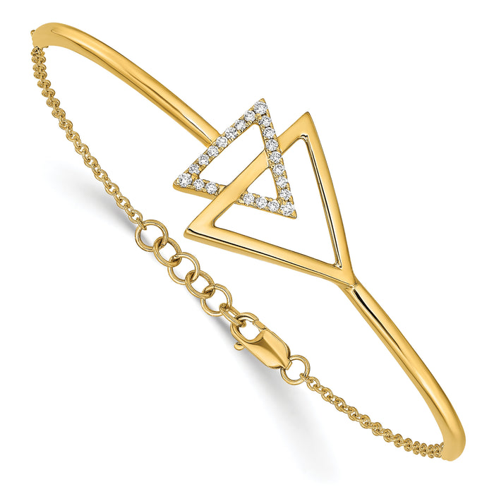 14k Polished Triangle Diamond 7in w/.5in ext Bracelet-BM6833-016-YA