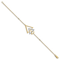 14k Polished Triple Stacked Triangle Diamond 7in Bracelet-BM6834-016-YA