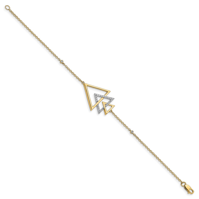 14k Polished Triple Stacked Triangle Diamond 7in Bracelet-BM6834-016-YA