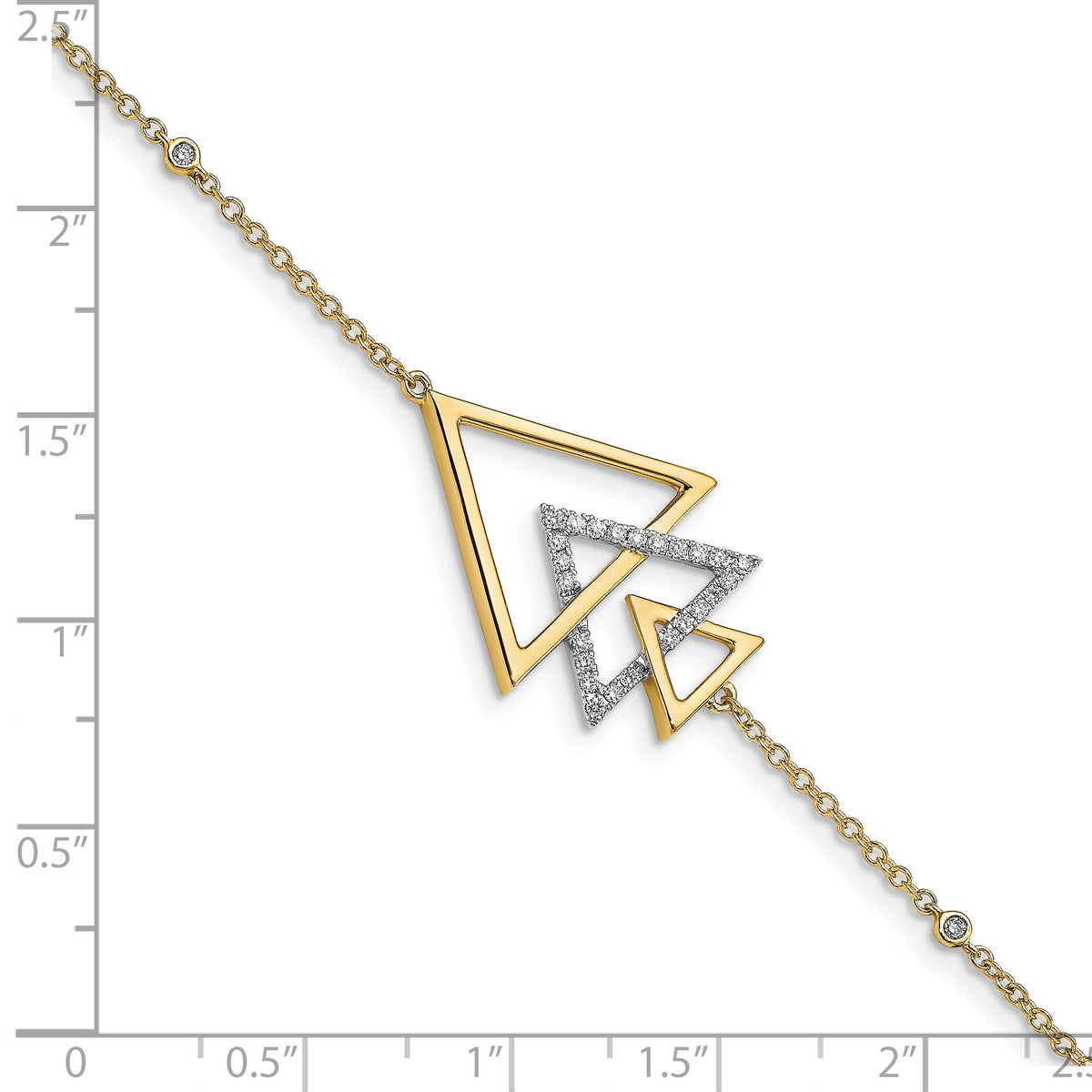 14k Polished Triple Stacked Triangle Diamond 7in Bracelet-BM6834-016-YA