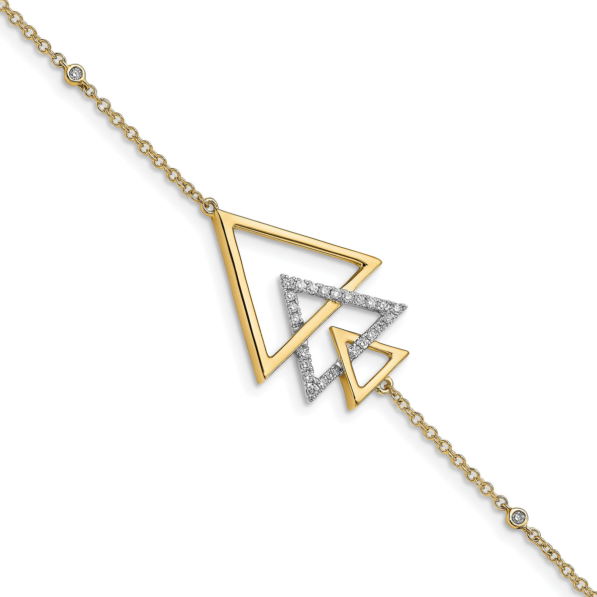14k Polished Triple Stacked Triangle Diamond 7in Bracelet-BM6834-016-YA