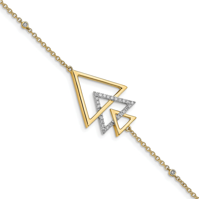 14k Polished Triple Stacked Triangle Diamond 7in Bracelet-BM6834-016-YA