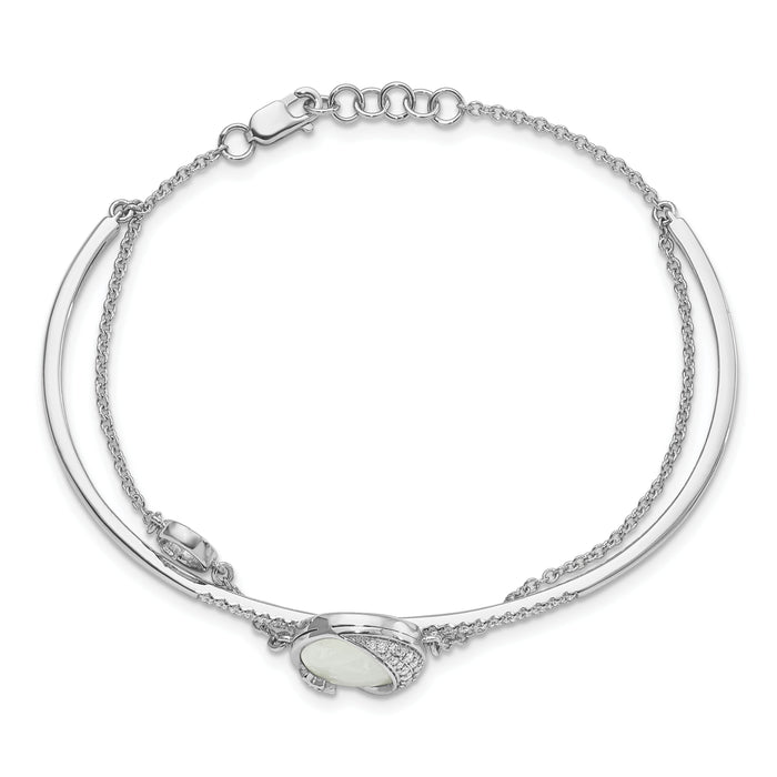14k White Gold Dia. & Moonstone Moon & Star 7in w/.5in ext Bracelet-BM6843-038-WA