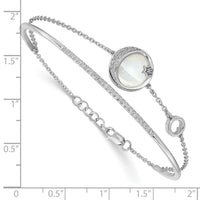 14k White Gold Dia. & Moonstone Moon & Star 7in w/.5in ext Bracelet-BM6843-038-WA