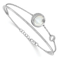 14k White Gold Dia. & Moonstone Moon & Star 7in w/.5in ext Bracelet-BM6843-038-WA
