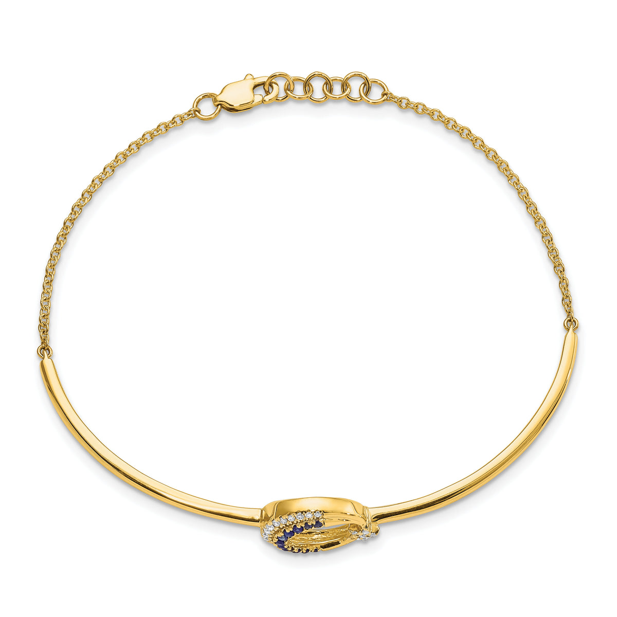 14k Diamond and Sapphire Moon and Star 7in w/.5in ext Bar Bracelet-BM6846-SA-012-YA