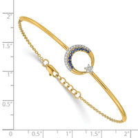 14k Diamond and Sapphire Moon and Star 7in w/.5in ext Bar Bracelet-BM6846-SA-012-YA