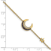 14k Diamond and Sapphire Moon and Star 7in Bracelet-BM6847-SA-007-YA