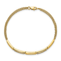 14k Polished Rectangle Link Diamond Double Strand 7in Bracelet-BM6852-024-YA