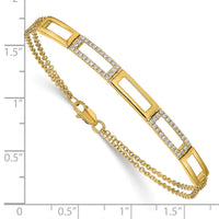 14k Polished Rectangle Link Diamond Double Strand 7in Bracelet-BM6852-024-YA