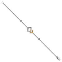 14k Two-tone Polished Double Square Diamond 7in Bracelet-BM6861-015-WYA