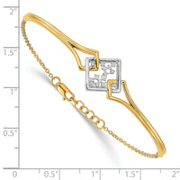 14k Two-tone Fancy Square Diamond Bar 7in w/.5in ext Bracelet-BM6862-012-WYA