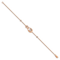 14k Rose Gold Polished Diamond Teardrop 7in Bracelet-BM6863-025-RA
