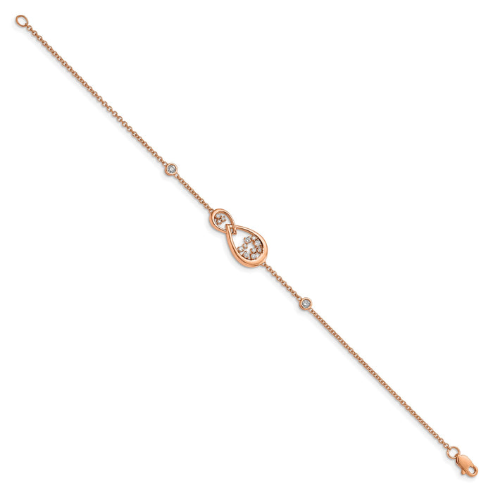 14k Rose Gold Polished Diamond Teardrop 7in Bracelet-BM6863-025-RA