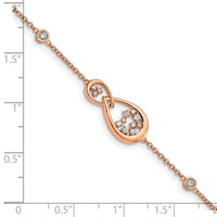 14k Rose Gold Polished Diamond Teardrop 7in Bracelet-BM6863-025-RA