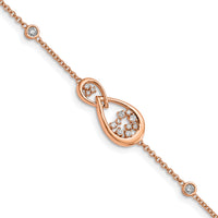 14k Rose Gold Polished Diamond Teardrop 7in Bracelet-BM6863-025-RA