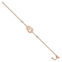 14k Rose Gold Diamond Double Circle w/Star Dangle 7in Bracelet-BM6869-033-RA