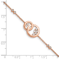 14k Rose Gold Diamond Double Circle w/Star Dangle 7in Bracelet-BM6869-033-RA
