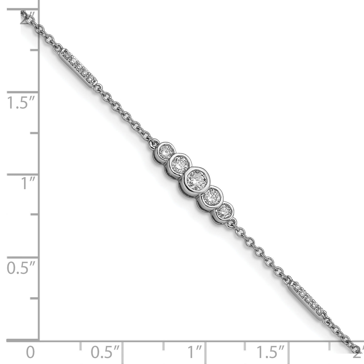 14k White Gold Polished Diamond Bezel Set 7in Bracelet-BM6872-050-WA