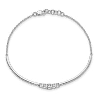 14k White Gold Polished Diamond Bezel Set Bar 7in w/.5 ext Bracelet-BM6873-050-WA