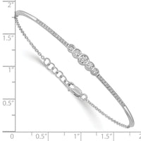 14k White Gold Polished Diamond Bezel Set Bar 7in w/.5 ext Bracelet-BM6873-050-WA