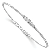 14k White Gold Polished Diamond Bezel Set Bar 7in w/.5 ext Bracelet-BM6873-050-WA