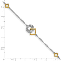 14k Two-tone Polished Diamond Circle and Square 7in Bracelet-BM6879-025-WYA