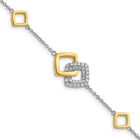 14k Two-tone Polished Diamond Double Square 7in Bracelet-BM6881-030-WYA