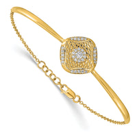 14k Polished Diamond Square Weave Bar 7in w/.5 ext Bracelet-BM6883-033-YA