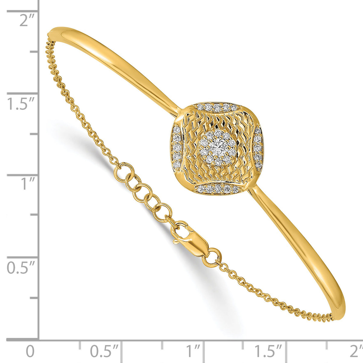 14k Polished Diamond Square Weave Bar 7in w/.5 ext Bracelet-BM6883-033-YA