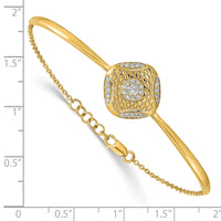 14k Polished Diamond Square Weave Bar 7in w/.5 ext Bracelet-BM6883-033-YA