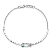 14k White Gold Diamond and Cr. Emerald Circle 7in w/.5in ext Bracelet-BM6886-EM-009-WA