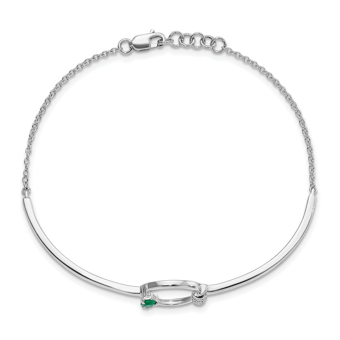 14k White Gold Diamond and Cr. Emerald Circle 7in w/.5in ext Bracelet-BM6886-EM-009-WA
