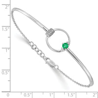 14k White Gold Diamond and Cr. Emerald Circle 7in w/.5in ext Bracelet-BM6886-EM-009-WA